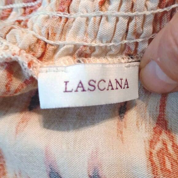 Lascana Dress Off Shoulder Cream RedOrange Blue Flowy Mini Coquette 4/6 - Picture 8 of 12